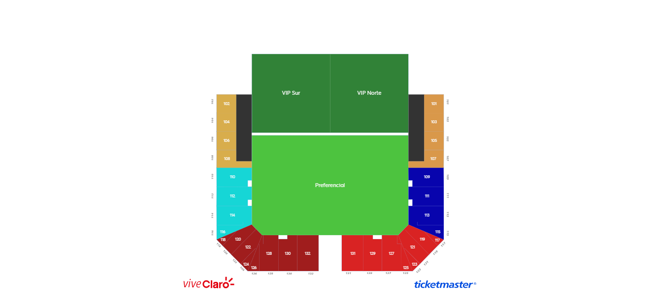 Mapa de localidades — Claro Fútbol Fest, Vive Claro Distrito Cultural